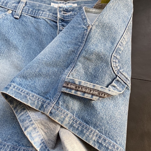 VTG LA BLUES BUTTON FLY LIGHT BLUE WASH SHORTS SIZE 14 - Picture 6 of 10